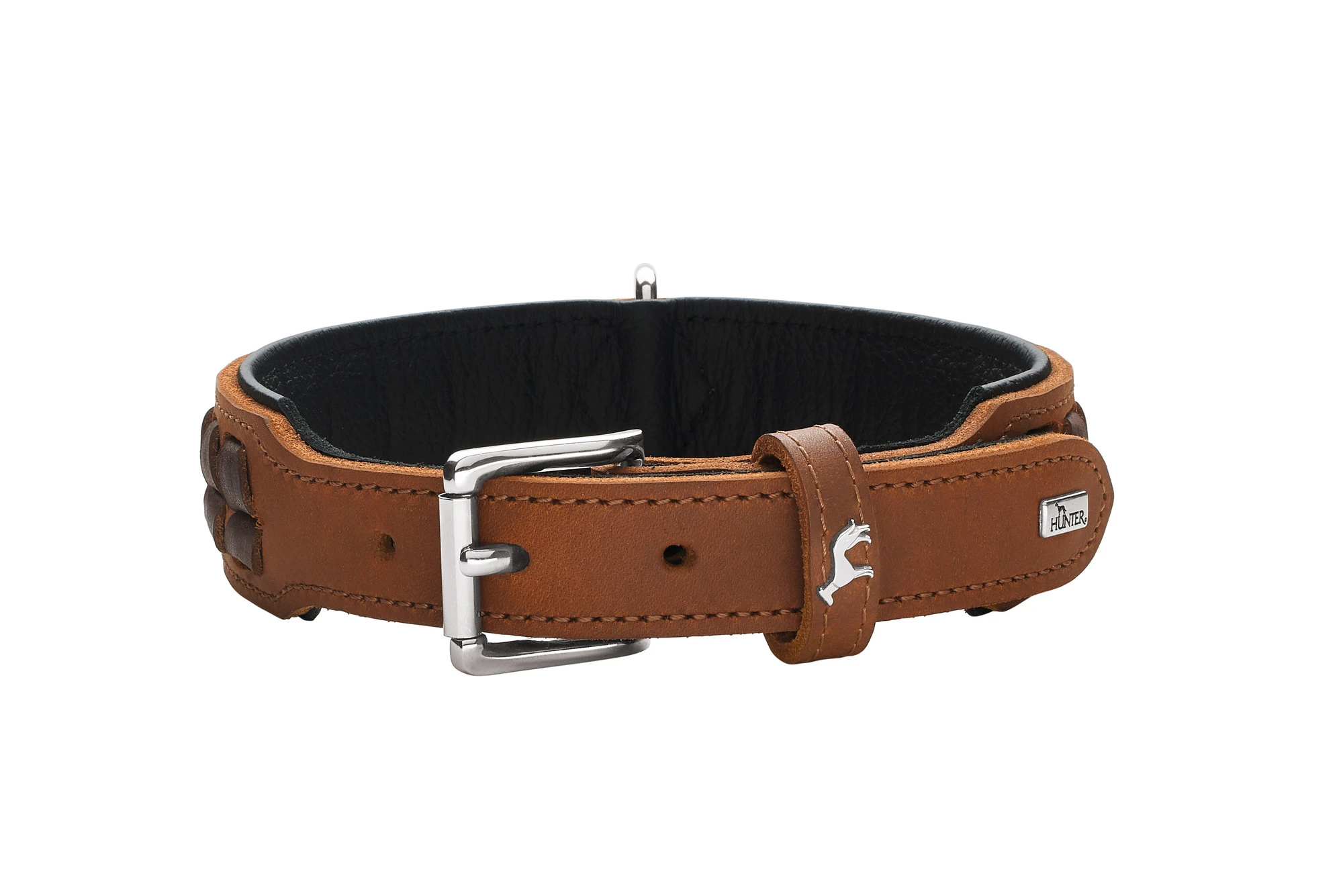 Hunter Halsbånd El Paso M-L 60 Cognac/Sort - 46-52 cm
